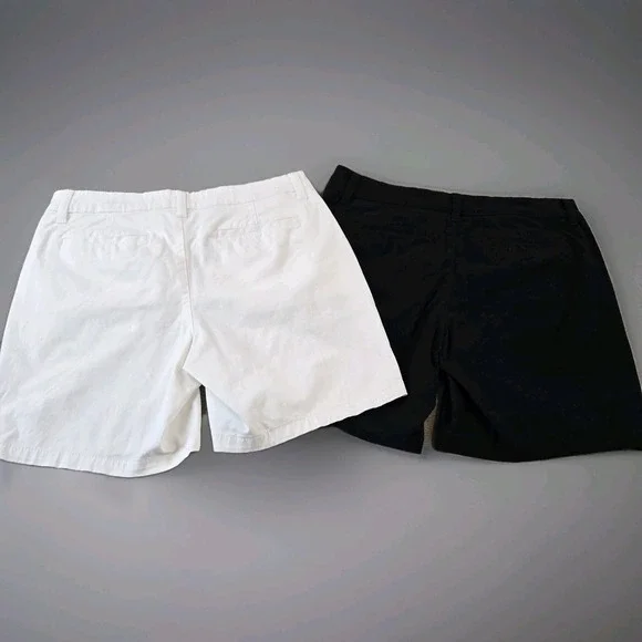 Lot Of 2 A.N.A. Women's Twill Bermuda Shorts 1 White 1 Black 7" Inseam Size 6 - Picture 4 of 10